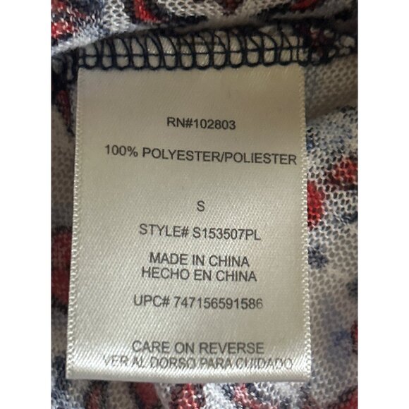 Dept. 222 Womens Short Sleeve V Neck Red & Blue Lightweight Patterned Top Small - Picture 5 of 8